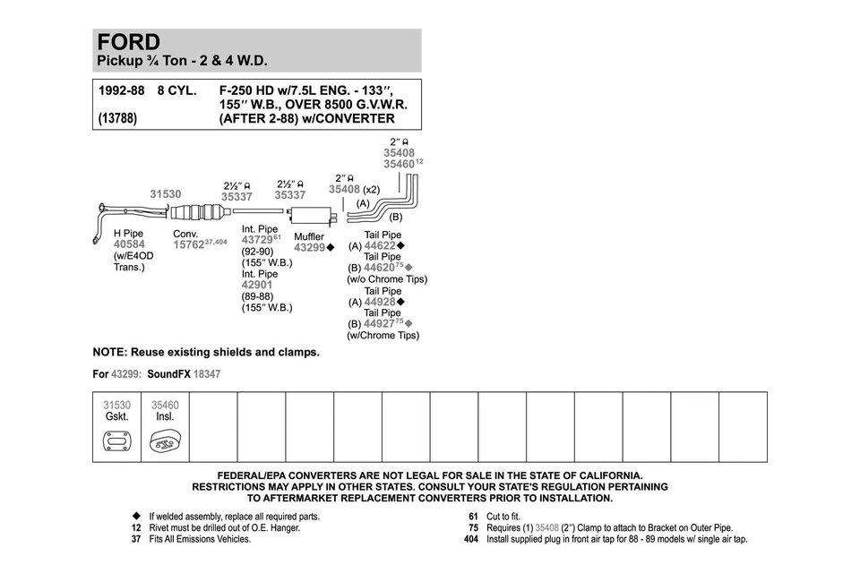 For Ford F-250 HD 97 SoundFX Steel Oval Direct-Fit Aluminized Exhaust Muffler Foto 3 de 4
