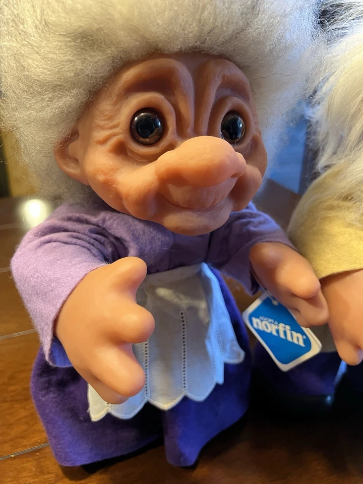 Винтажные большие 13-дюймовые норфинские бабушки и дедушки тролли Thomas Dam ОЧАРОВАТЕЛЬНЫЕ с бирками - Изображение 2 из 4