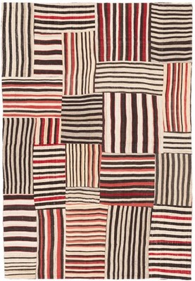 Kelim Patch Teppich 138x204 cm handgewebt Wolle Persien Unikat Neu