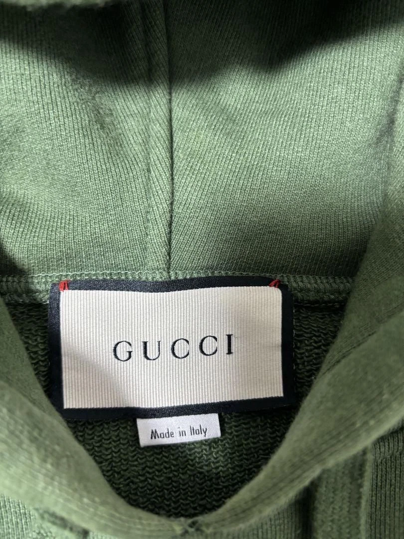 Felpa con cappuccio Gucci in jersey di cotone verde m3_0712