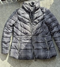 Ladies Black check  Quilted lightly Padded Jacket Size 16