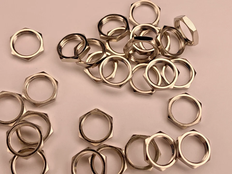 C&K 3/8-32 UNS Switch Potentiometer Nut 11mm AF 2.2mm Thick Nickel pl Brass Multi Qy