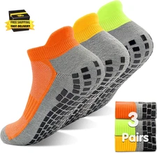 Mens Non Slip Socks 3 Pairs Size 6-12 Non Skid Sticky Grip Thick Pilates Yoga Ho