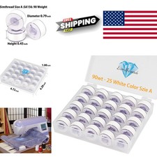 25 Pieces White Prewound Bobbin Thread Size A Class 15 for Sewing Machines