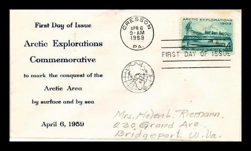 US COVER ARCTIC EXPLORATIONS APRIL 6 1959 FIRST DAY OF ISSUE