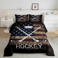 Ice Hockey Duvet Insert Full Size, American Flag Comforter Set for Kids Boys ...