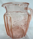 Hocking Glass Mayfair Open Rose Pink Depression Glass Pitcher Vintage 6" Tall