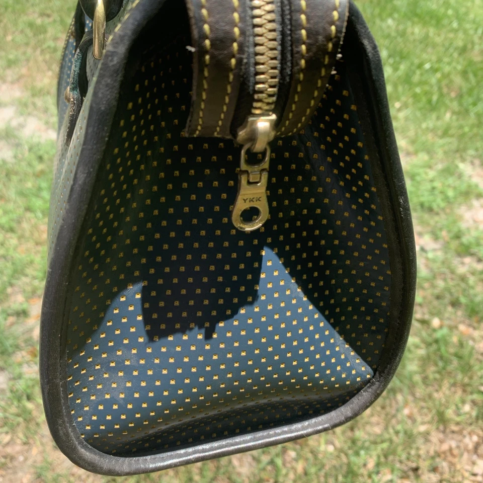 Dooney & Bourke Cabrio Dark Blue Perforated Leather Satchel Handbag. - Image 4 of 4