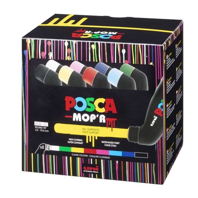 POSCA MOPR PCM22 kit de 8 marqueurs peinture acrylique multi-supports