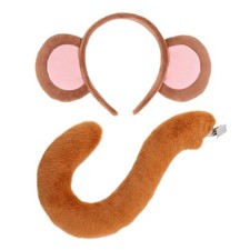 CHEU monkey ears headband and tail for masquerade costumes Brown/Pink