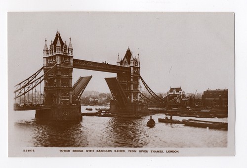 Kingsway Post Card London Early 1900s Tower bridge raised