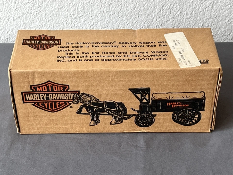 Nuevo de Lote Antiguo Harley Davidson Motocicletas Carro Dibujado por Caballos Die-Cast Bank con Caja EE. UU. Foto 2 de 4