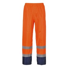 Portwest Hi-Vis Rain Trousers Waterproof Lightweight Adjustable Hem 40+ UPF