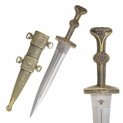 15.75'' Fantasy Roman Pugio Dagger with Metal Handle and Scabbard
