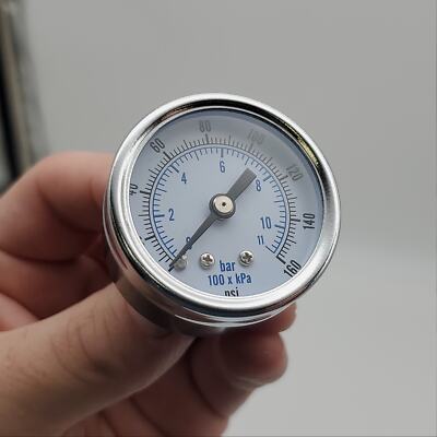 Arrow Pneumatics 1681 Pressure Gauge 1.5'' Face 1/8'' NPT Center Mount 0 to 160PSI