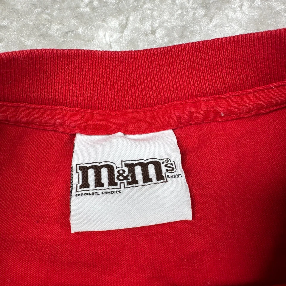 Camiseta Vintage Masculina XL Vermelha M&M's Grande Gráfica Vintage Anos 00 Amarela Penut MM - Imagem 4 de 4