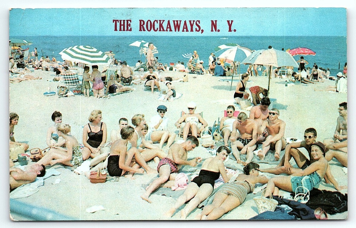 1960s ROCKAWAYS BEACH NEW YORK SUNBATHING SWIMSUITS SUMMER FUN