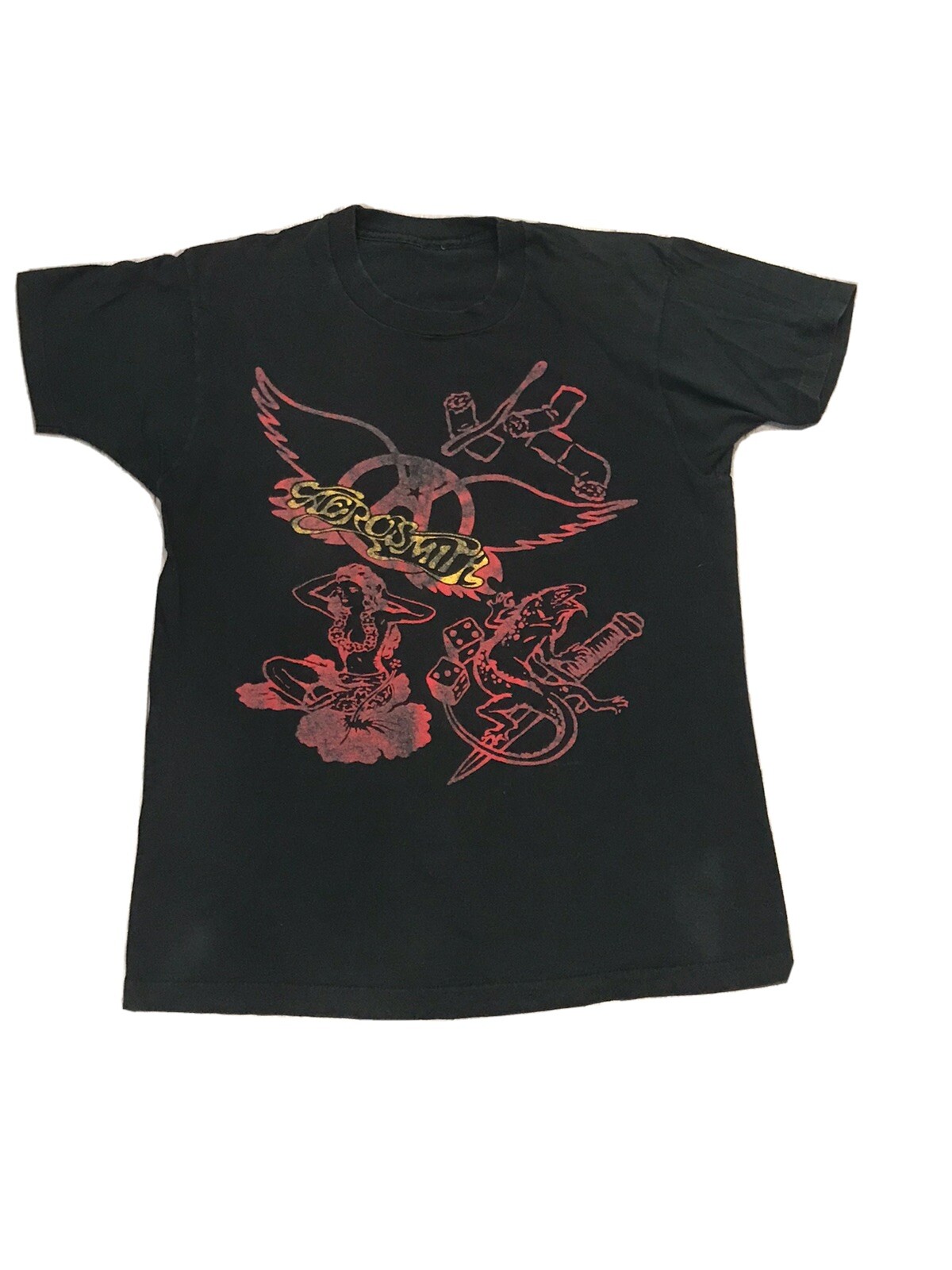 FILA Maglietta Aerosmith Vintage Tour Crue Jovi Halen ACDC Kiss LA Guns Roses Ratt Skid Row