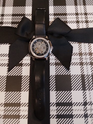 Automatic Mechanical Skeletonized Black Leather Watch UNISEX