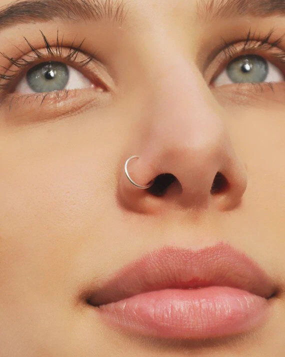 Diamond Nose Ring, Nose Ring Hoop, 18K Yellow Gold Nose Ring, Nose Piercing  Jewelry, Thin Nose Ring, Gold Nose Ring Hoop, Dayint Nose Ring - Etsy