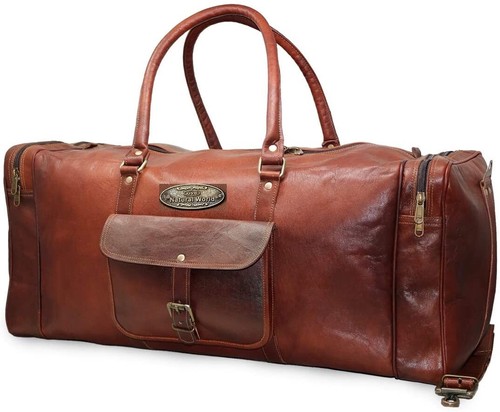 Reisetasche Aus Vintage-Leder, Sporttasche Mit Großem Fassungsvermögen, Tragbare Weekender-Übernachtungstasche