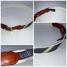 Collared Greens Needlepoint Belt Sz 32 Green Blue Red Cotton USA YGI G2-319