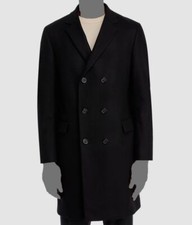 Bloomingdale Men's Black Cashmere Wool Blend Double Breasted Overcoat 40R