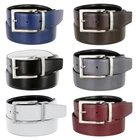 Reversible Belt Men's Belt Genuine Leather Silver Rotated Buckle 1-3/8" wide