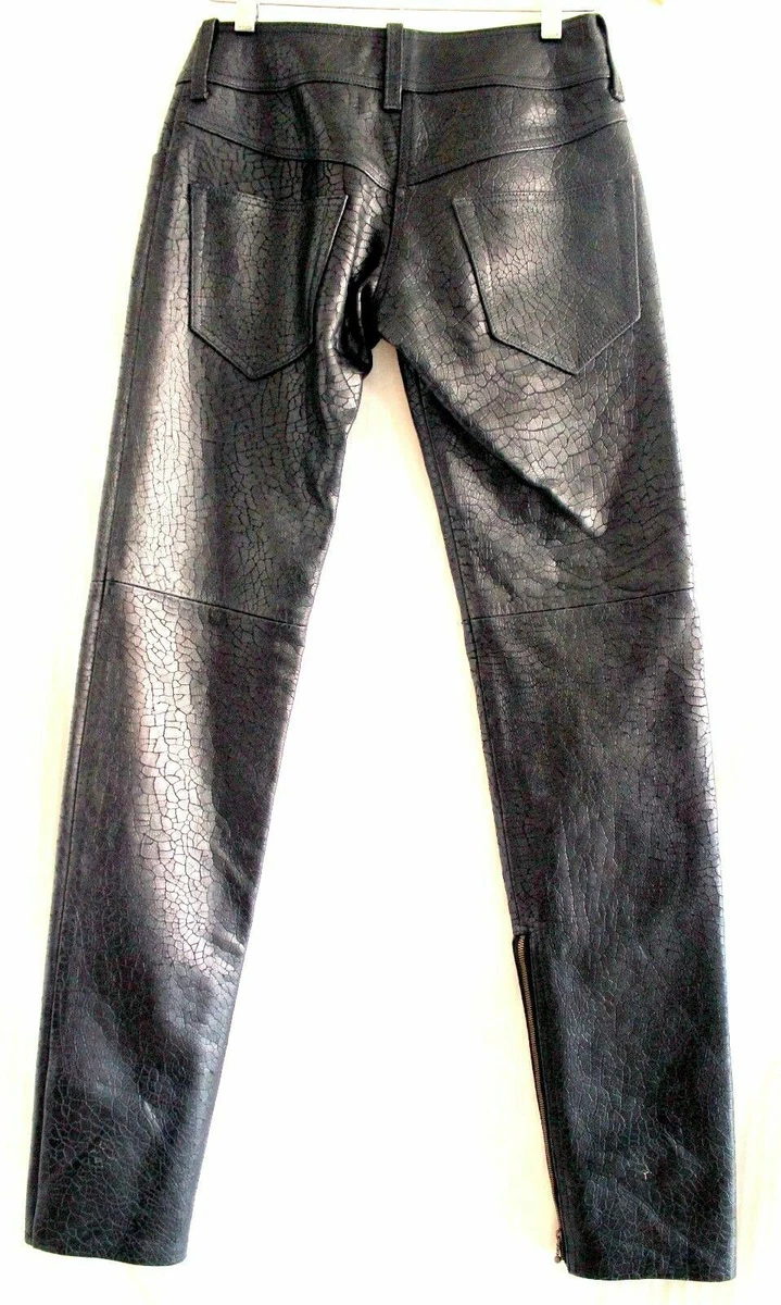 NEW Share Spirit ROCKSTAR Black Leather Reptile Skinny Pants sz IT 38 $2,280