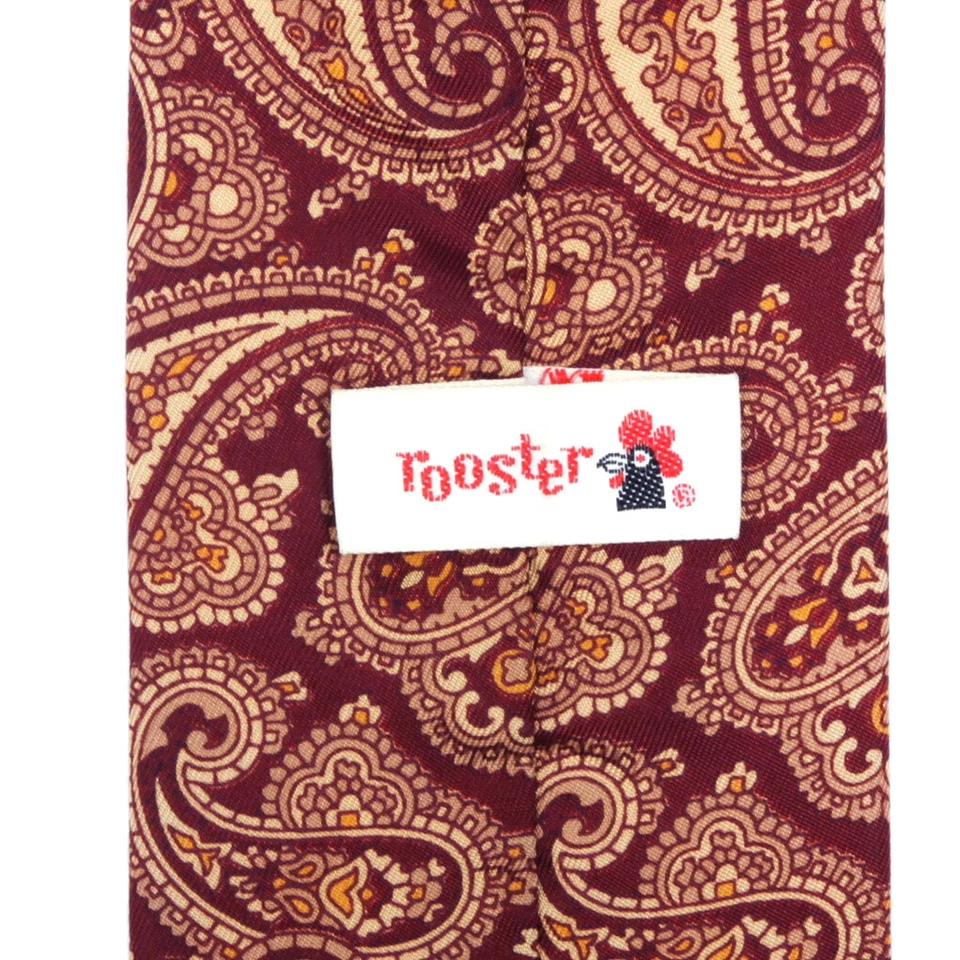 Corbata de cuello vintage de hombre con punta cuadrada roja y amarilla de cachemira ROOSTER para hombre Foto 3 de 3