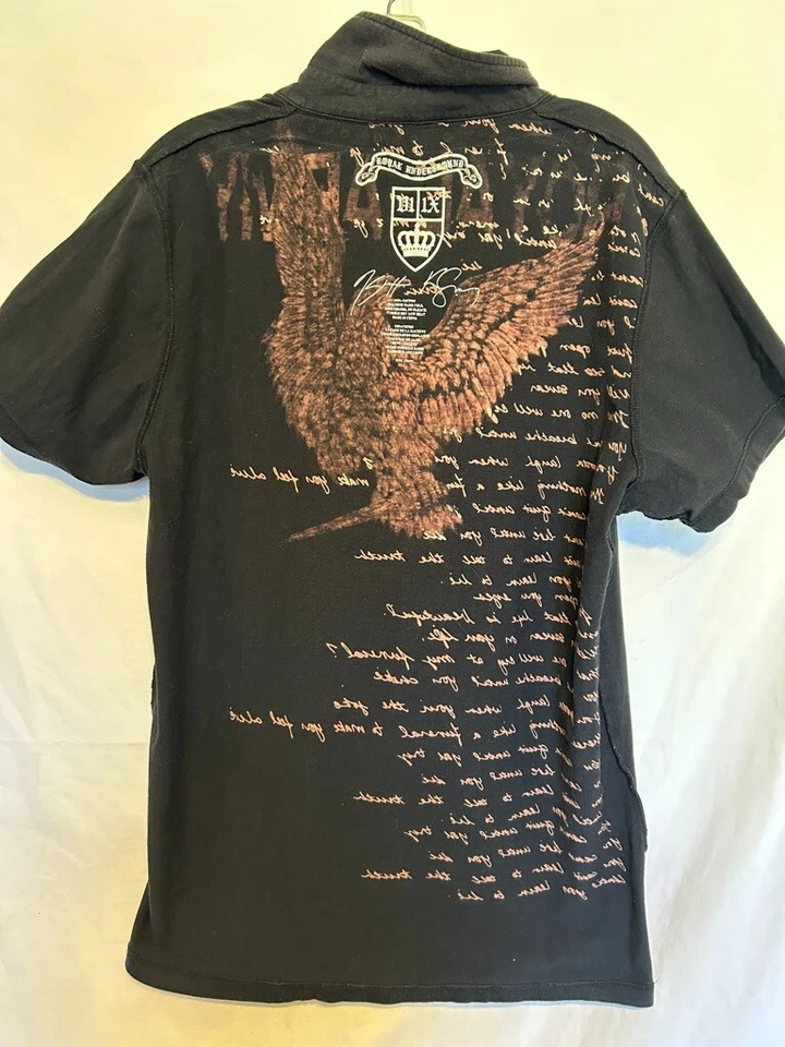 Camiseta polo de algodón para hombre Royal Underground negra con tachuelas Falcon RN#120497~ talla L Foto 4 de 4