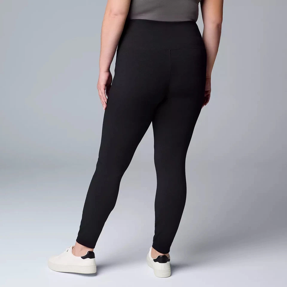 Simply Vera Vera Wang Women's Black High Rise Live-In Shaping Leggings -1X/2X/3X - Image 2 of 4