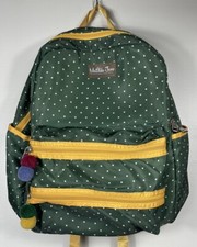 Matilda Jane Cross Campus Backpack Green Polka Dot Pom Pom Zipper Pull
