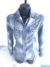 GUESS 🍀CAMICIA IN DENIM A POIS TG S 💐🌸🌺🌼🌼