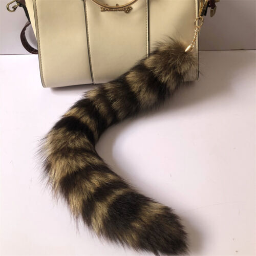50cm/20" Real Raccoon Fur Tail Keychain Bag Purse Pendant Party Cosplay Toys - Picture 1 of 9