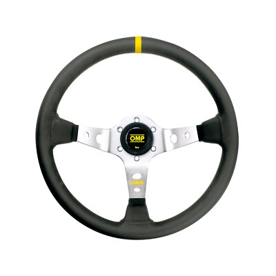 Top OMP Italy CORSICA SILVER-YELLOW Leather Steering Wheel