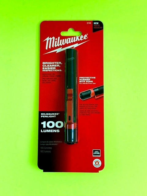 milwaukee 2105 aluminum 100 lumen pen light with clip