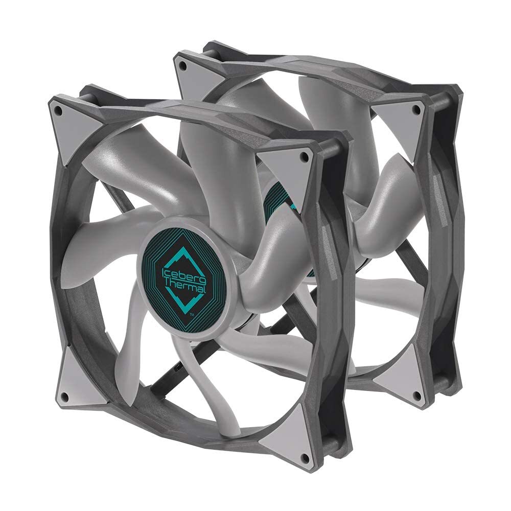 Iceberg Thermal IceGALE 140 mm PWM Premium Gehäuselüfter 2er-Pack, Grau 2er-Pack