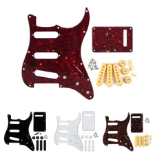 Set ST SSS Guitar Pick Guard Back Plate Pickup Cover 2T1V Knob Tip for Strat