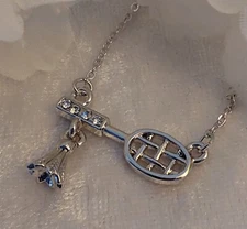 Crystal Badminton Necklace Chain Pendant Charm Tennis Sports Games