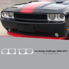White Front Headlight Lamp Frame Cover Trim Bezels for Dodge Challenger 2009-14
