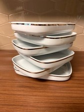 Set of 2 Rectangle Delta Air Lines Silver Banded "Blates"- 6.5" x 9.25"