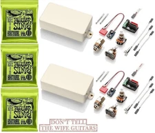 EMG 81 + 85 IVORY ACTIVE HUMBUCKER SET SHORT SHAFT POTS  ( 3 ERNIE BALL #2221 )