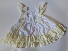 Vtg 90s Cradle Togs Yellow White Dress Bow Lace Ruffle Baby Girl 12 mo Butterfly