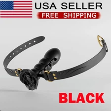 Black Adjusting Bondage Deep Throat Mouth Plug Leather Mouth Ball Gag Flirt US