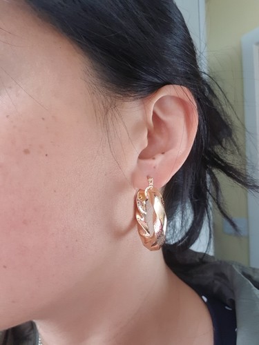 18k Gold Filled Creole Round Large Hoops Earrings Jewelry Womens - Picture 35 of 48