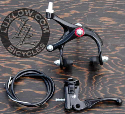 Black 700c Fixie MX Brake Lever Cable Caliper Fixed Gear Bicycle Track Road Bike - Afbeelding 1 van 2