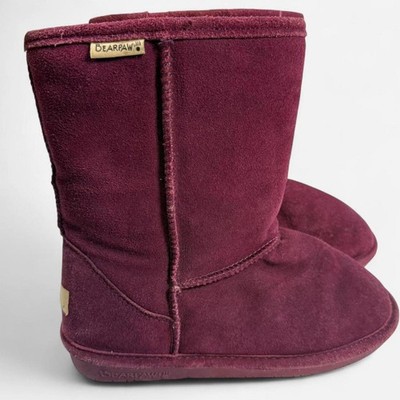 Bearpaw Emma Short Boots Women s 8 Plum Suede Shearling Lined