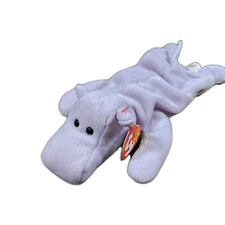 Vintage TY 1993 The Original Beanie Baby, Happy, Hippo, 1st run, Lavender
