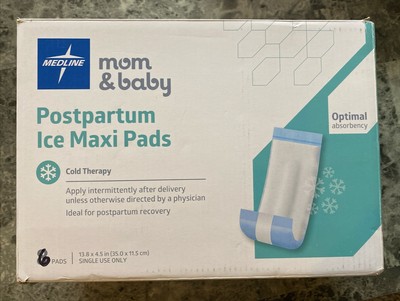 Box of 6, Mom & Baby- Postpartum Ice Maxi Pads, Disposable, Medline